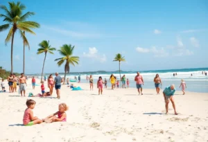 Families enjoying a day at the beach on Hilton Head Island