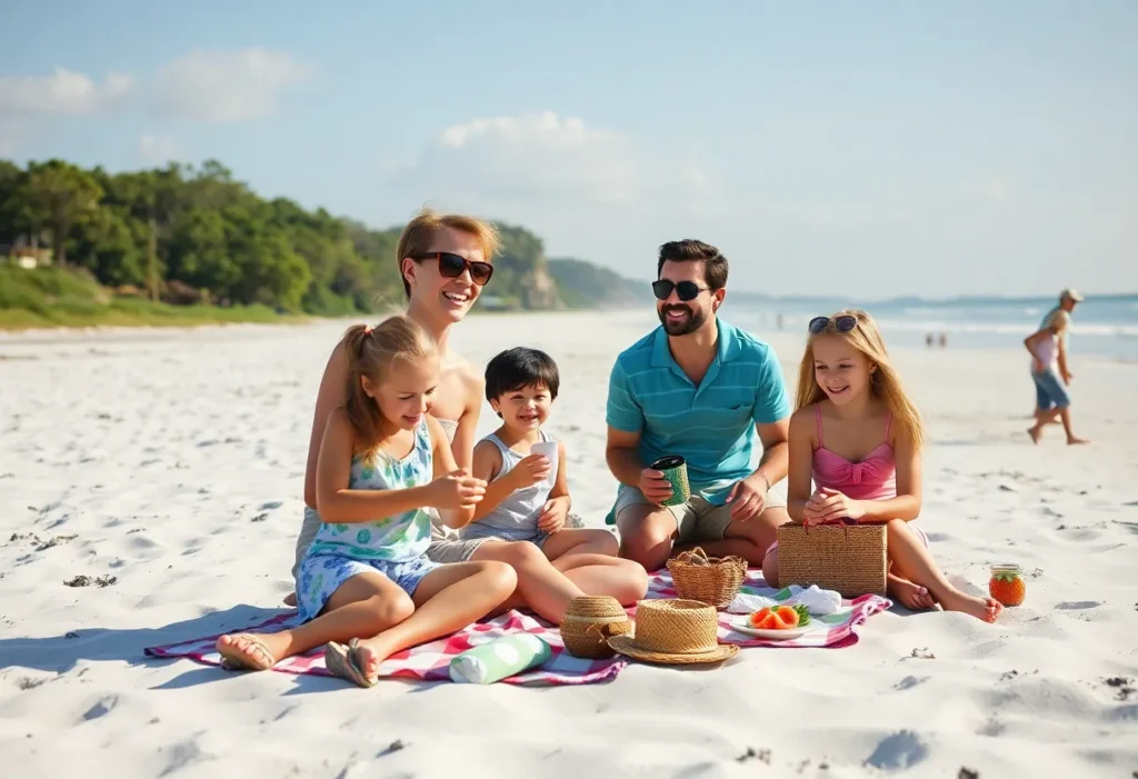 Families enjoying outdoor activities on Hilton Head Island beach
